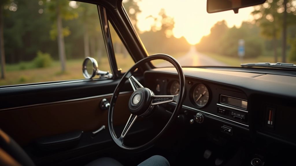 Automobilio vidus su navigacija, langais į greitkelį, saulės šviesa patenka iš šono, komfortabli sėdynė